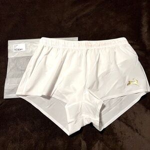 Brand new white strata tracksmith shorts medium